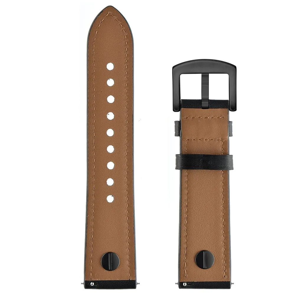 22mm Universal Leather Strap with Screw (Black)