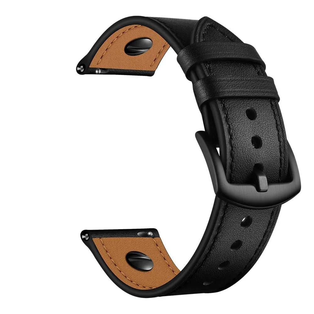 22mm Universal Leather Strap with Screw (Black)