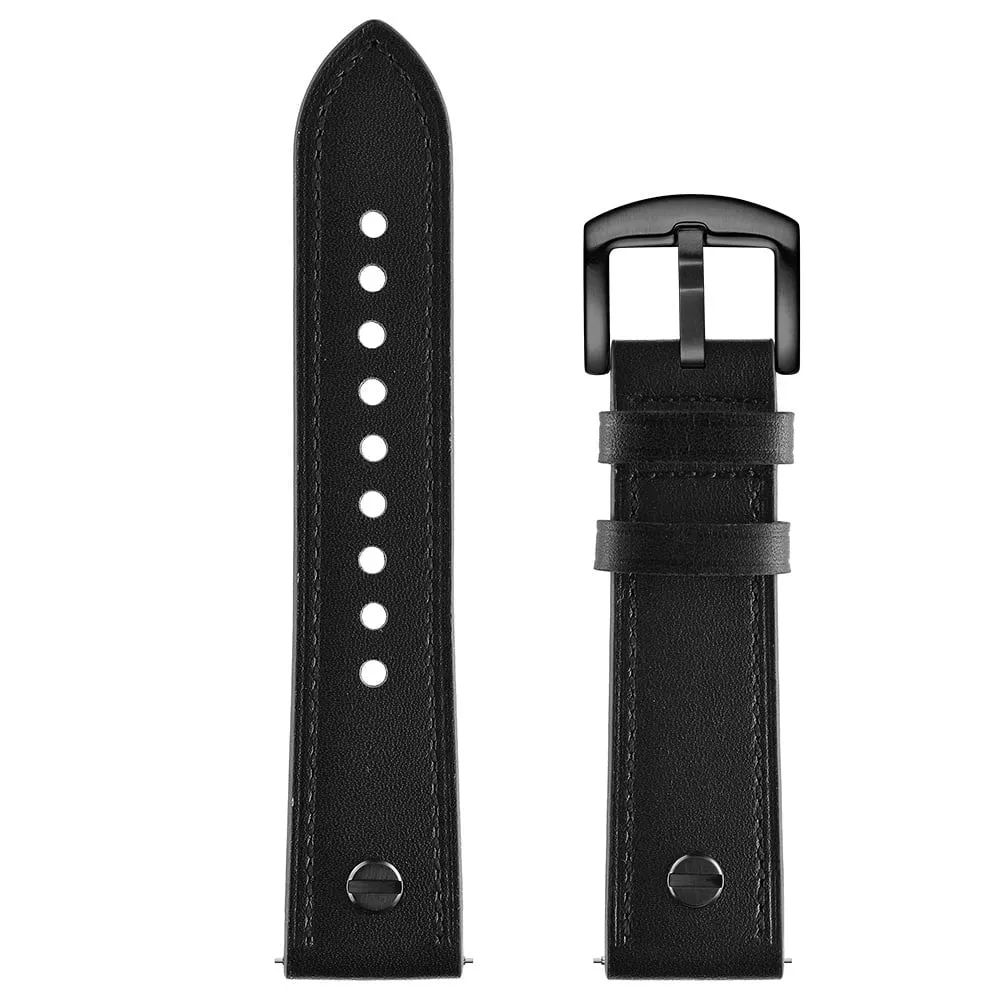 22mm Universal Leather Strap with Screw (Black)