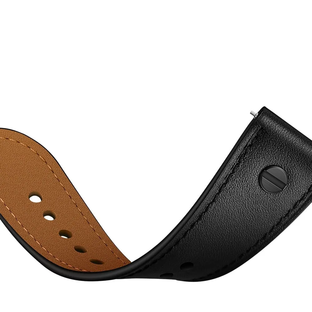 22mm Universal Leather Strap with Screw (Black)