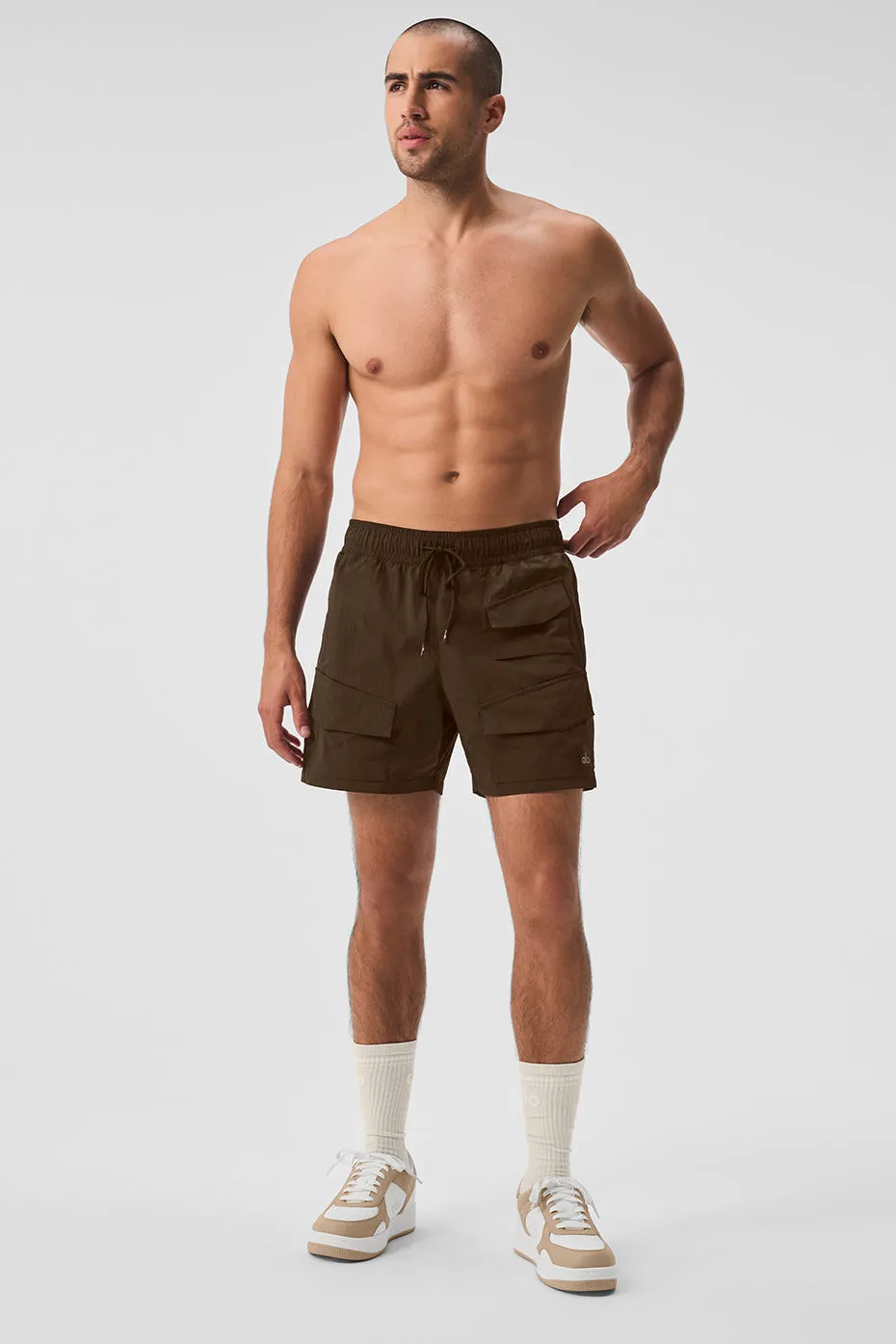 7" Crinkle Nylon Excursion Cargo Short - Espresso