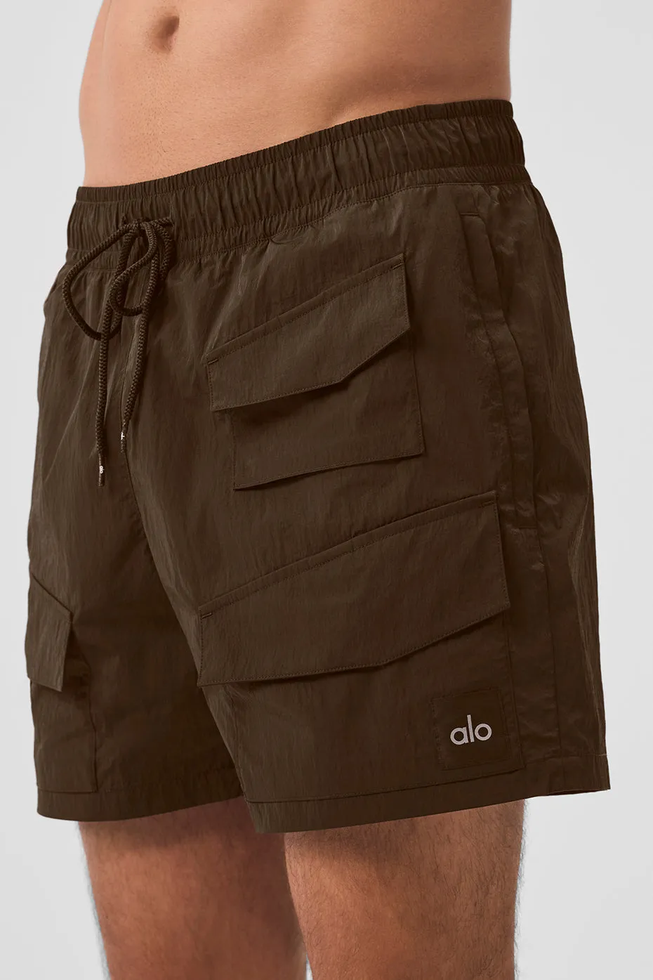 7" Crinkle Nylon Excursion Cargo Short - Espresso