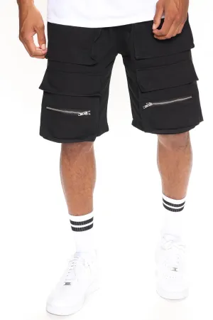 Big Pockets Cargo Shorts - Black