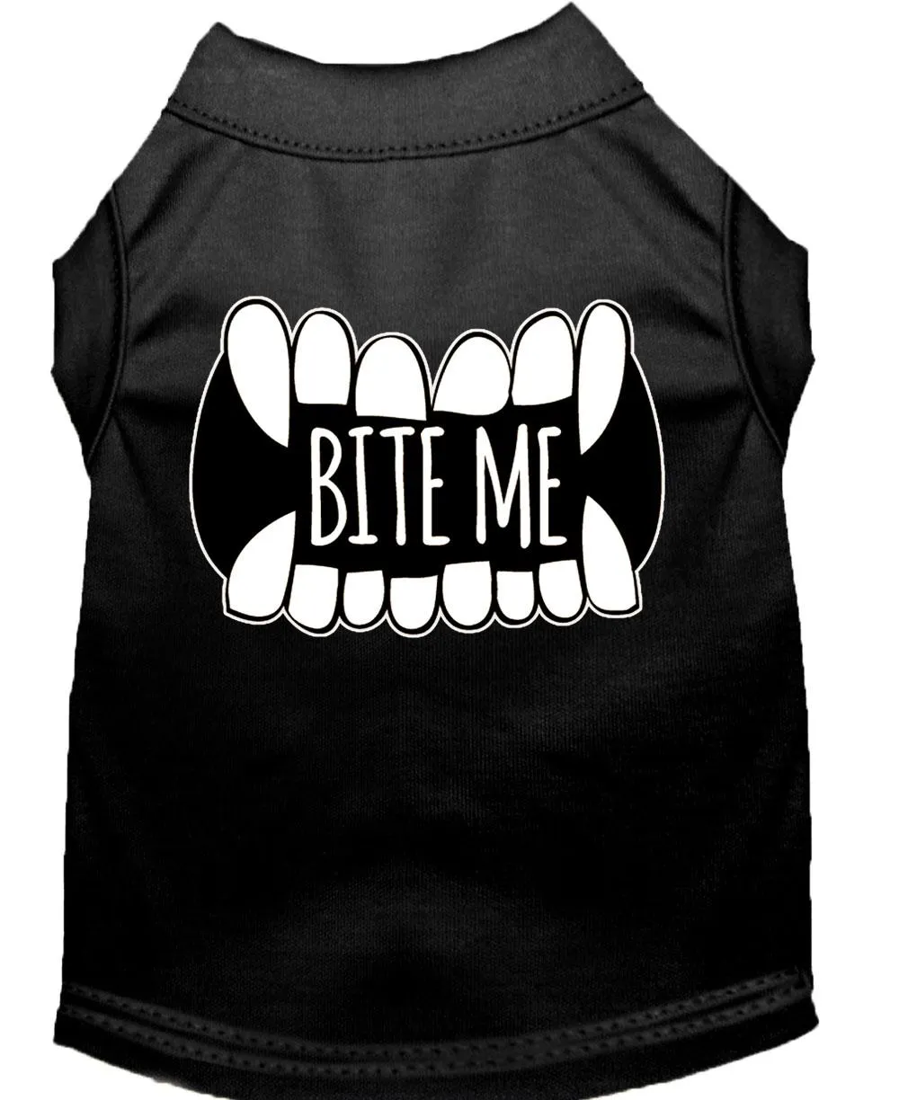 Bite Me Screen Print Dog Shirt Black Lg (14)