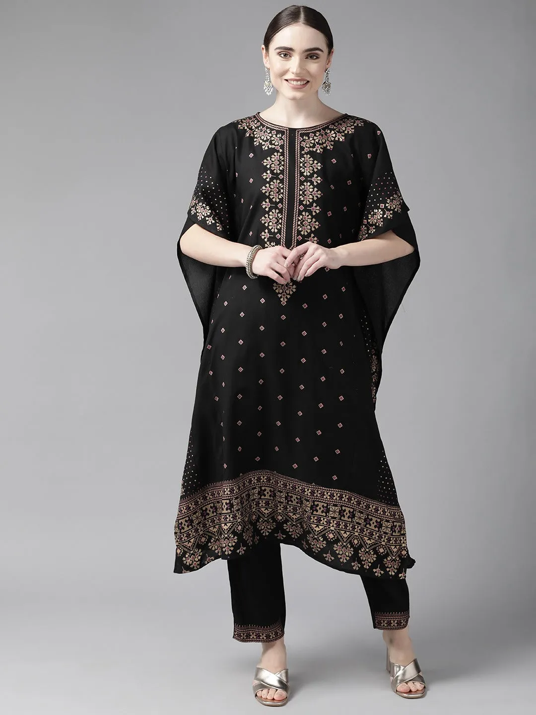 Black Kaftan Kurta Set