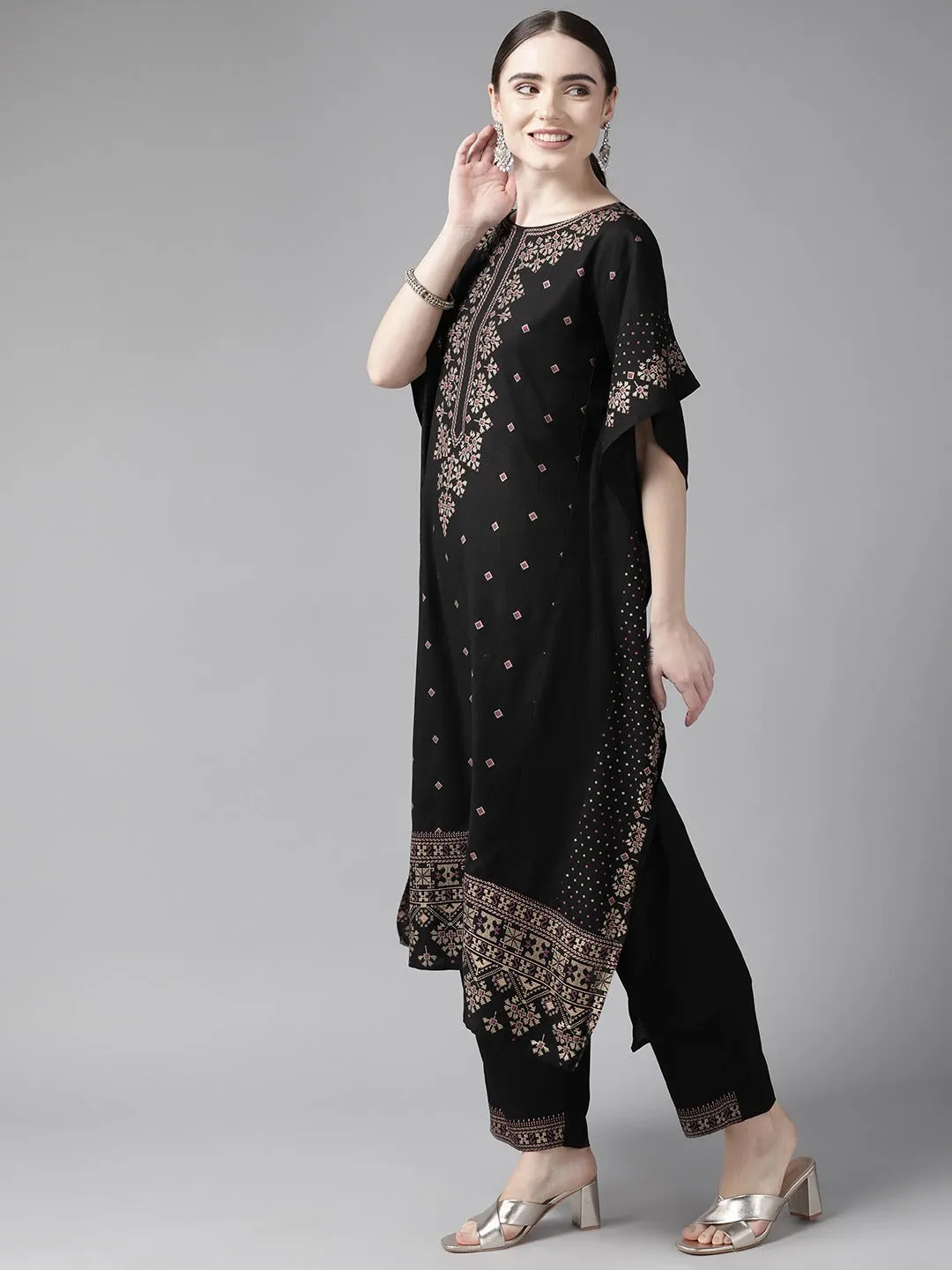 Black Kaftan Kurta Set