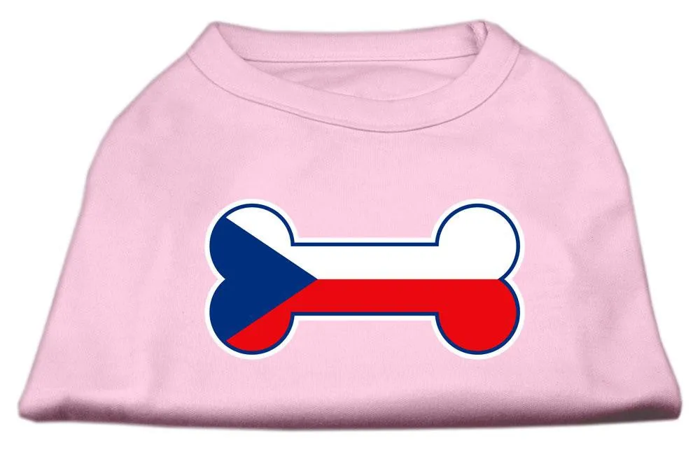 Bone Shaped Czech Republic Flag Screen Print Shirts Light Pink S (10)