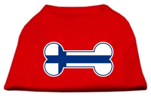 Bone Shaped Finland Flag Screen Print Shirts Red XS (8)