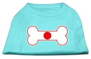 Bone Shaped Japan Flag Screen Print Shirts Aqua L (14)