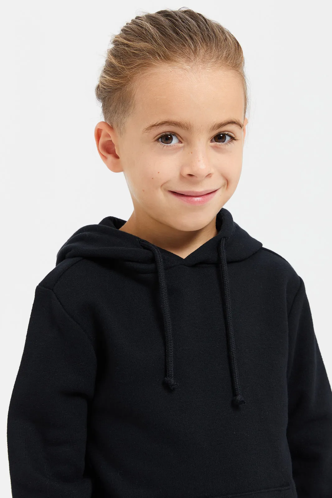 Boys Black Hooded Sweatshirt