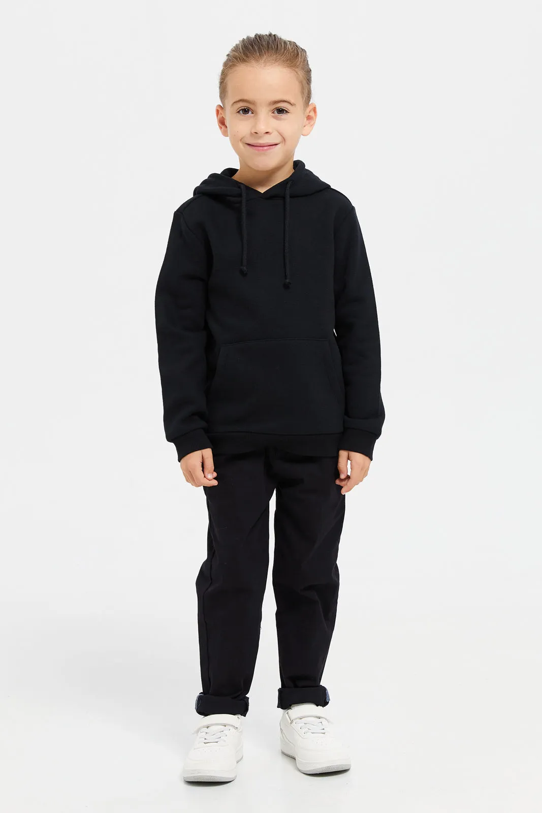 Boys Black Hooded Sweatshirt