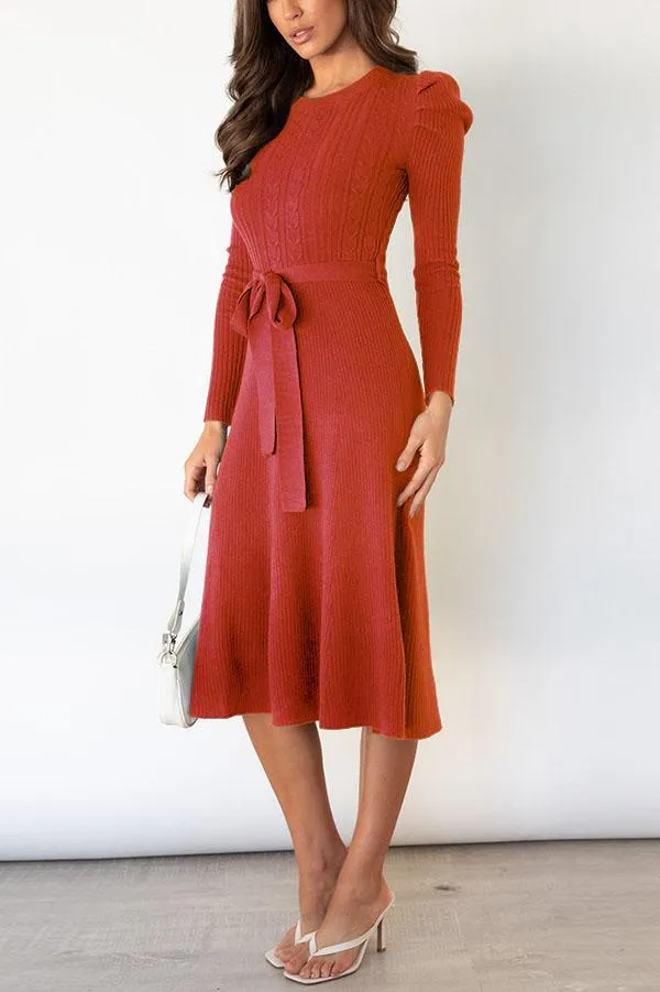 Bubble Long-sleeved Knitted Mid-length Dress