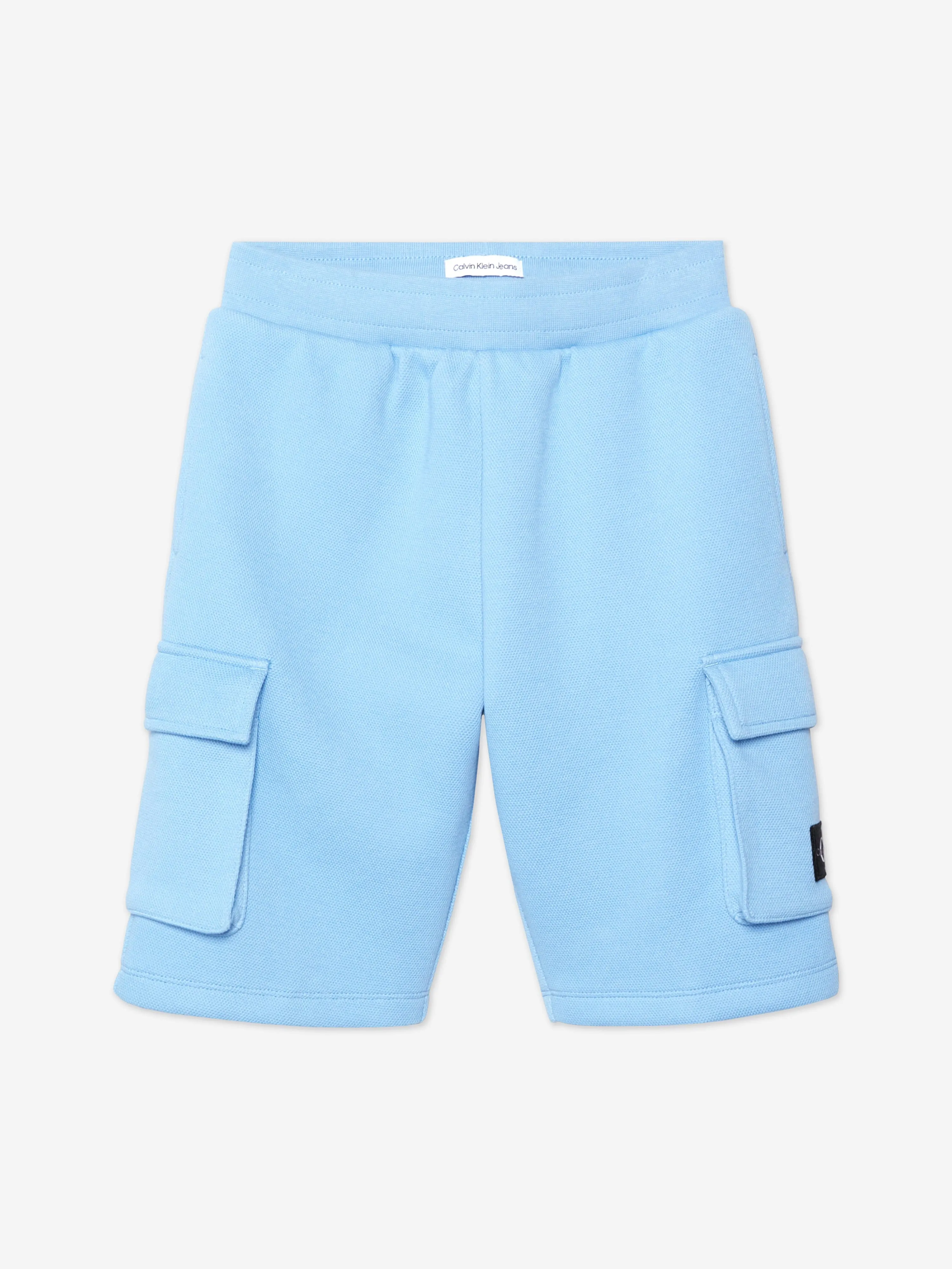 Calvin Klein Boys Pique Cargo Shorts in Blue