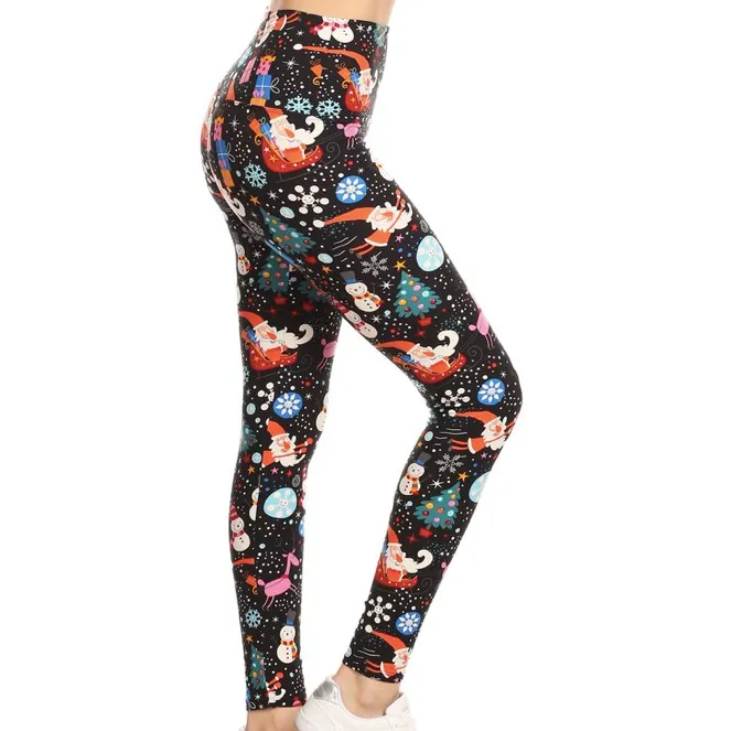 Colourful Santa Print Leggings