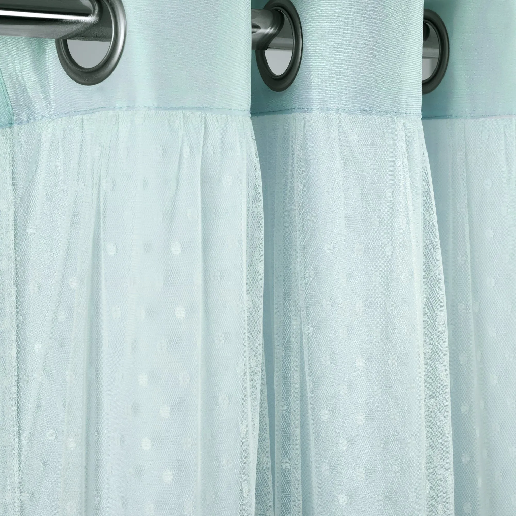 Cottage Polka Dot Sheer Window Curtain Panel Set