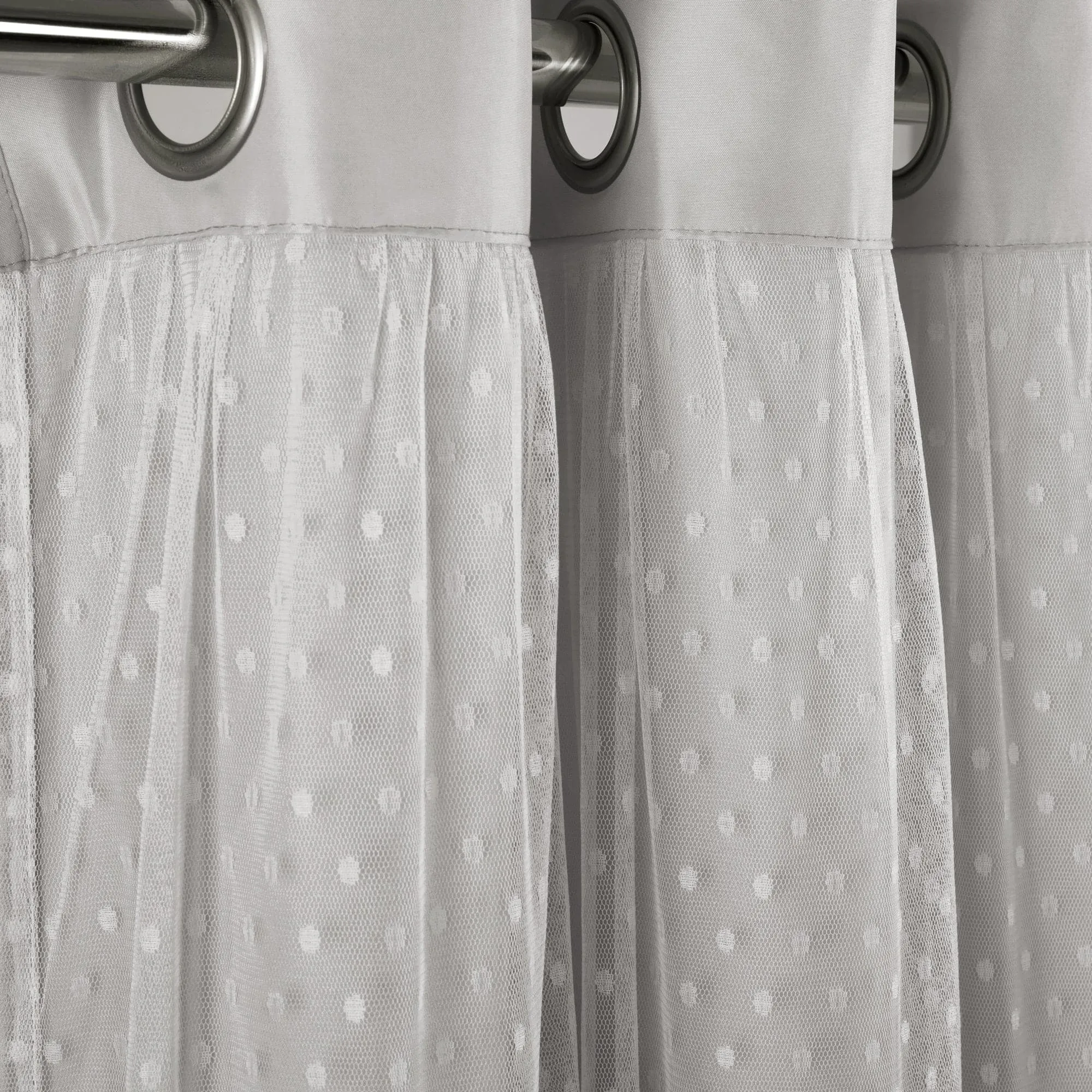 Cottage Polka Dot Sheer Window Curtain Panel Set