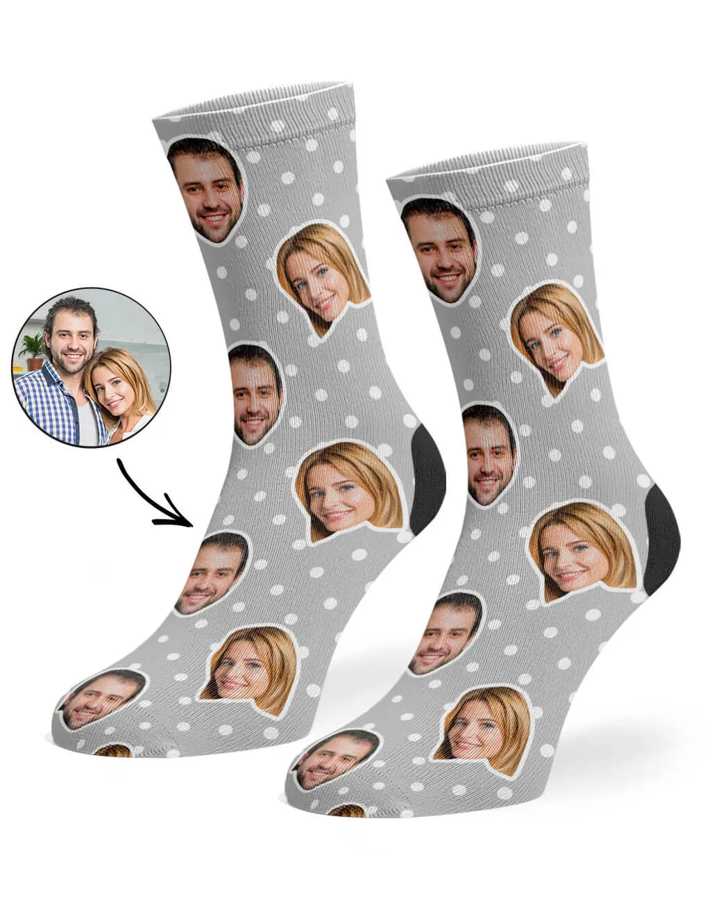 Couples Spotty Face Socks