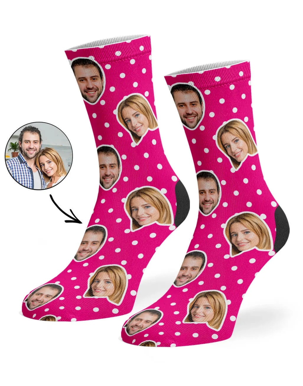 Couples Spotty Face Socks