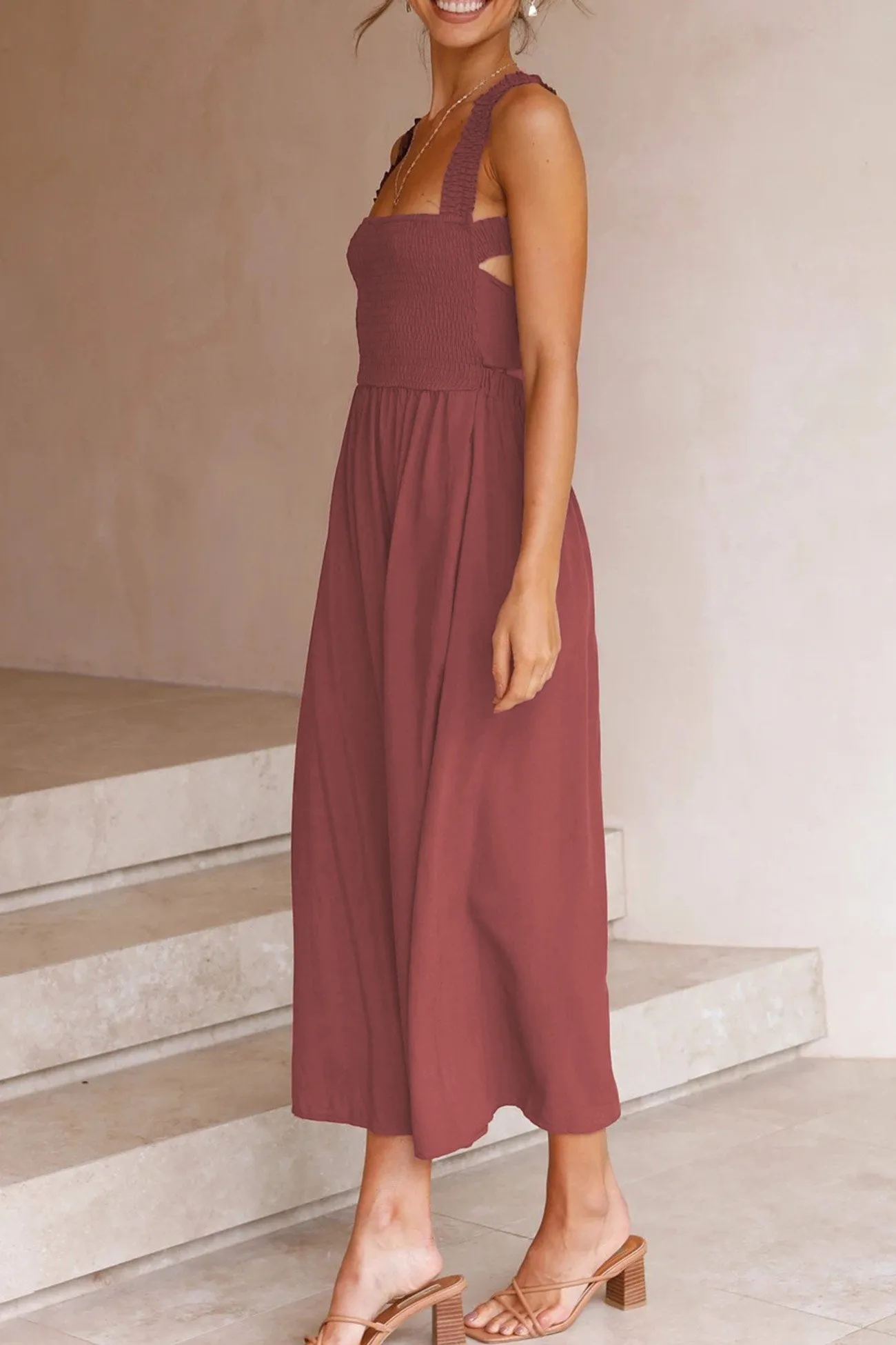 Crisscross Tie-back Midi Dress