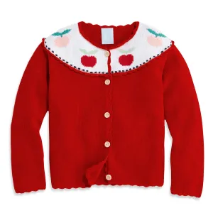 Crochet Apple Cardigan -- Red