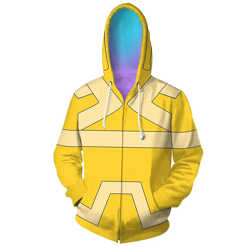 Cyberpunk Hoodie Cyberpunk Yellow Sweatshirts Halloween Hooded Zipper Jacket