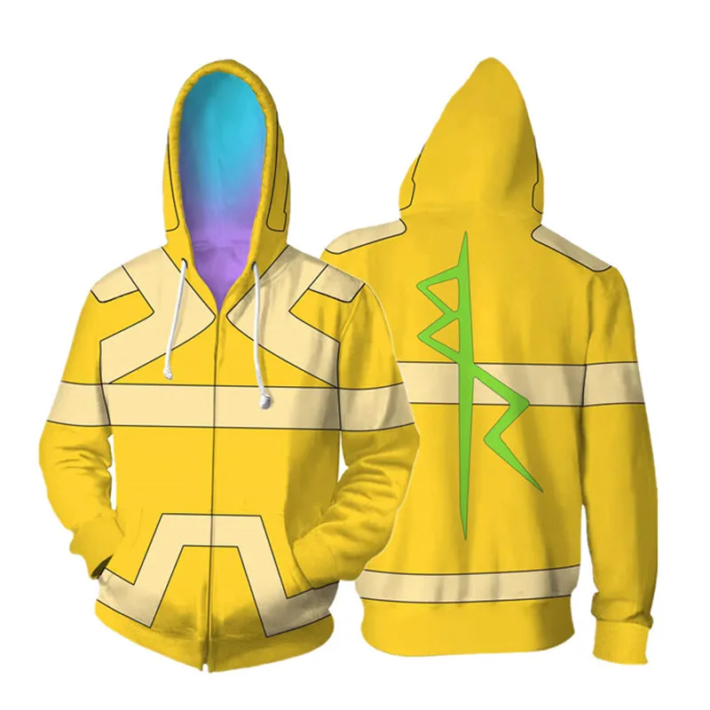 Cyberpunk Hoodie Cyberpunk Yellow Sweatshirts Halloween Hooded Zipper Jacket