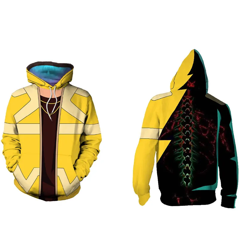 Cyberpunk Hoodie Cyberpunk Yellow Sweatshirts Halloween Hooded Zipper Jacket