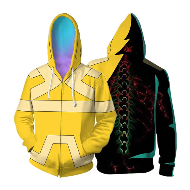 Cyberpunk Hoodie Cyberpunk Yellow Sweatshirts Halloween Hooded Zipper Jacket