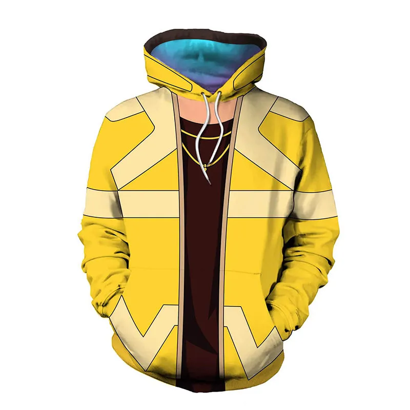 Cyberpunk Hoodie Cyberpunk Yellow Sweatshirts Halloween Hooded Zipper Jacket