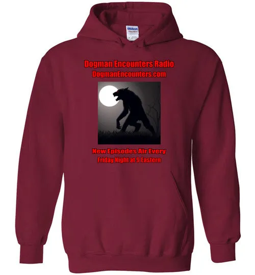 Dogman Encounters Stalker Collection Hooded Sweatshirt (red/black font)