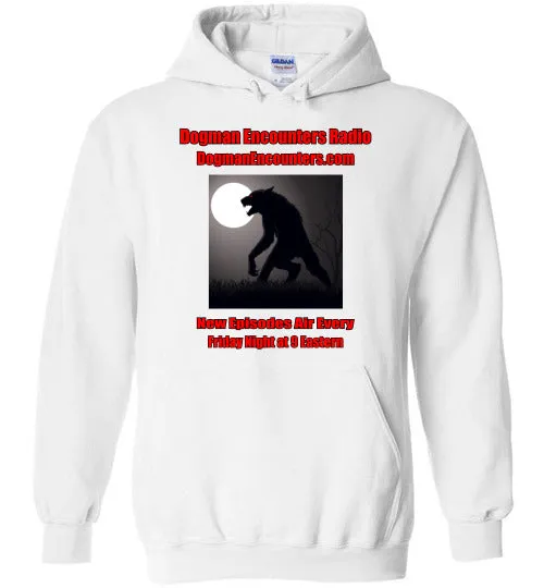 Dogman Encounters Stalker Collection Hooded Sweatshirt (red/black font)