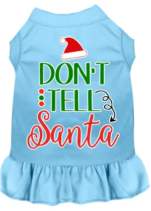 Don't Tell Santa Screen Print Dog Dress Baby Blue Xxxl