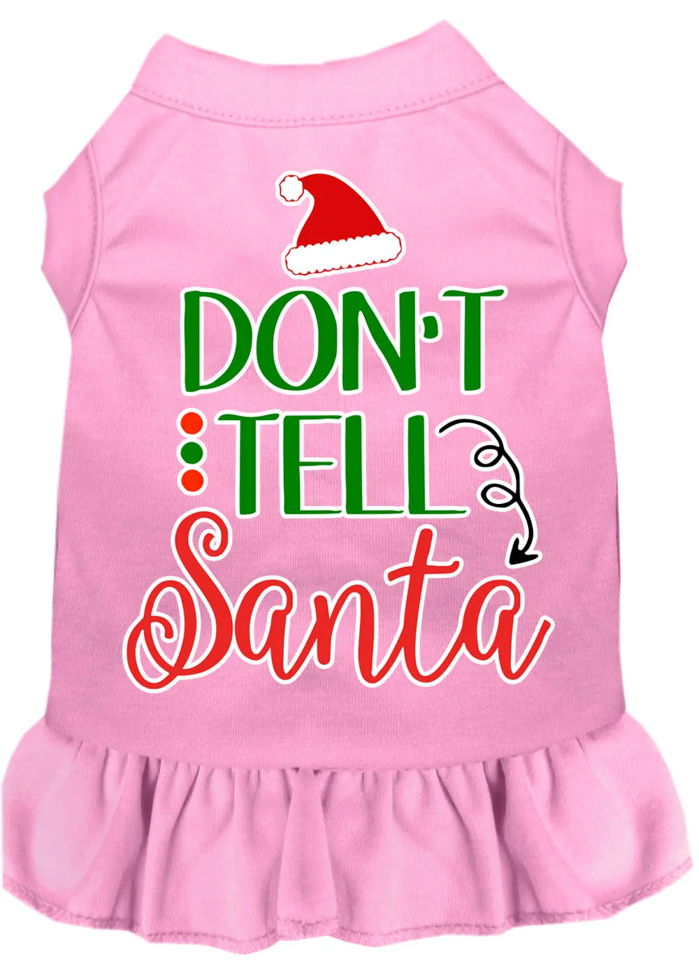 Don't Tell Santa Screen Print Dog Dress Light Pink Xxxl