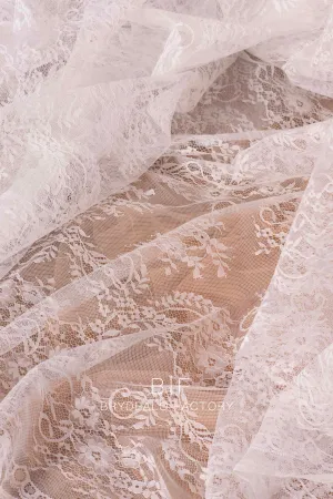 Double Border Phoenix Tail Flower Chantilly Lace Fabric Online