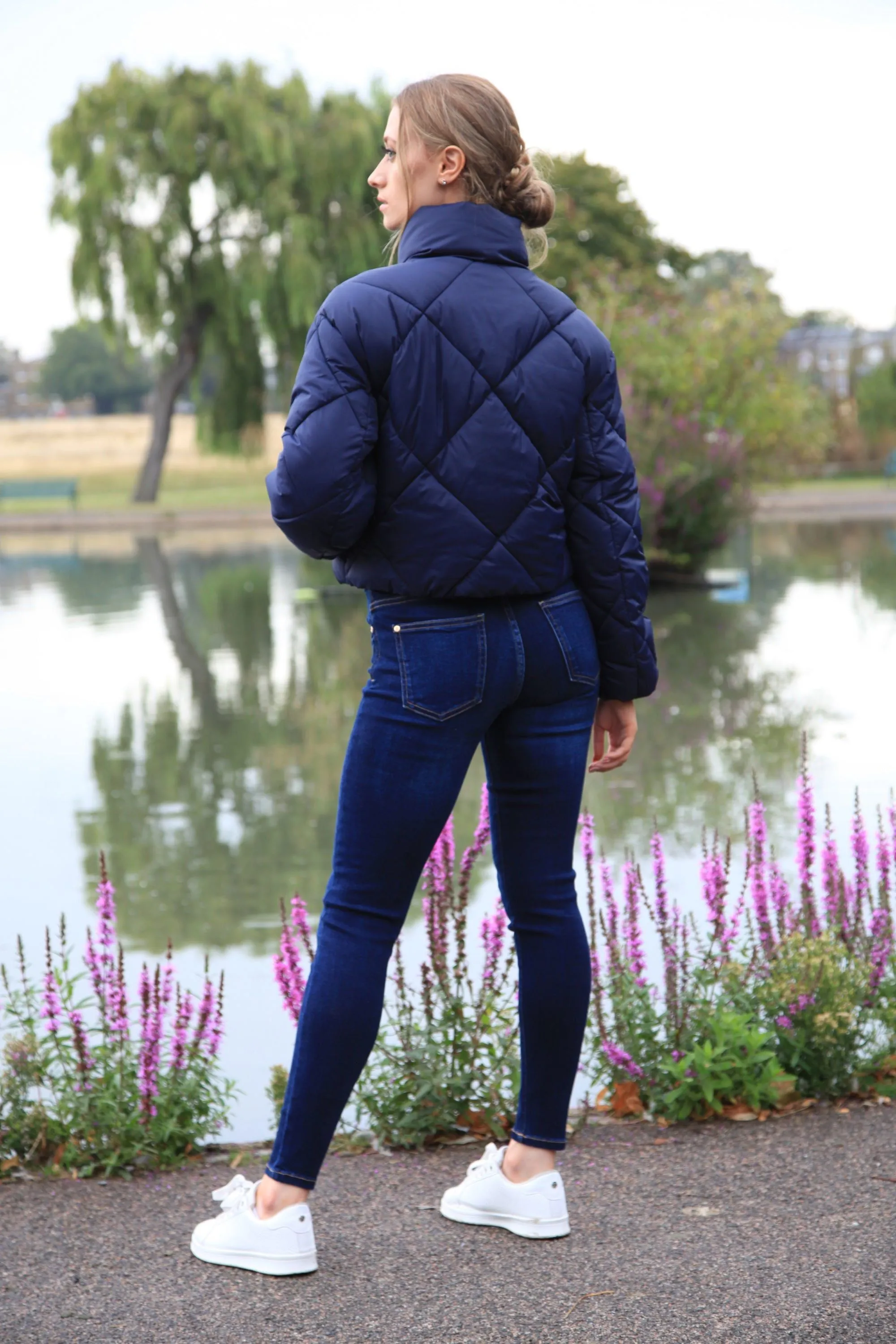 Double Second Navy Quilted Cropped Jacket