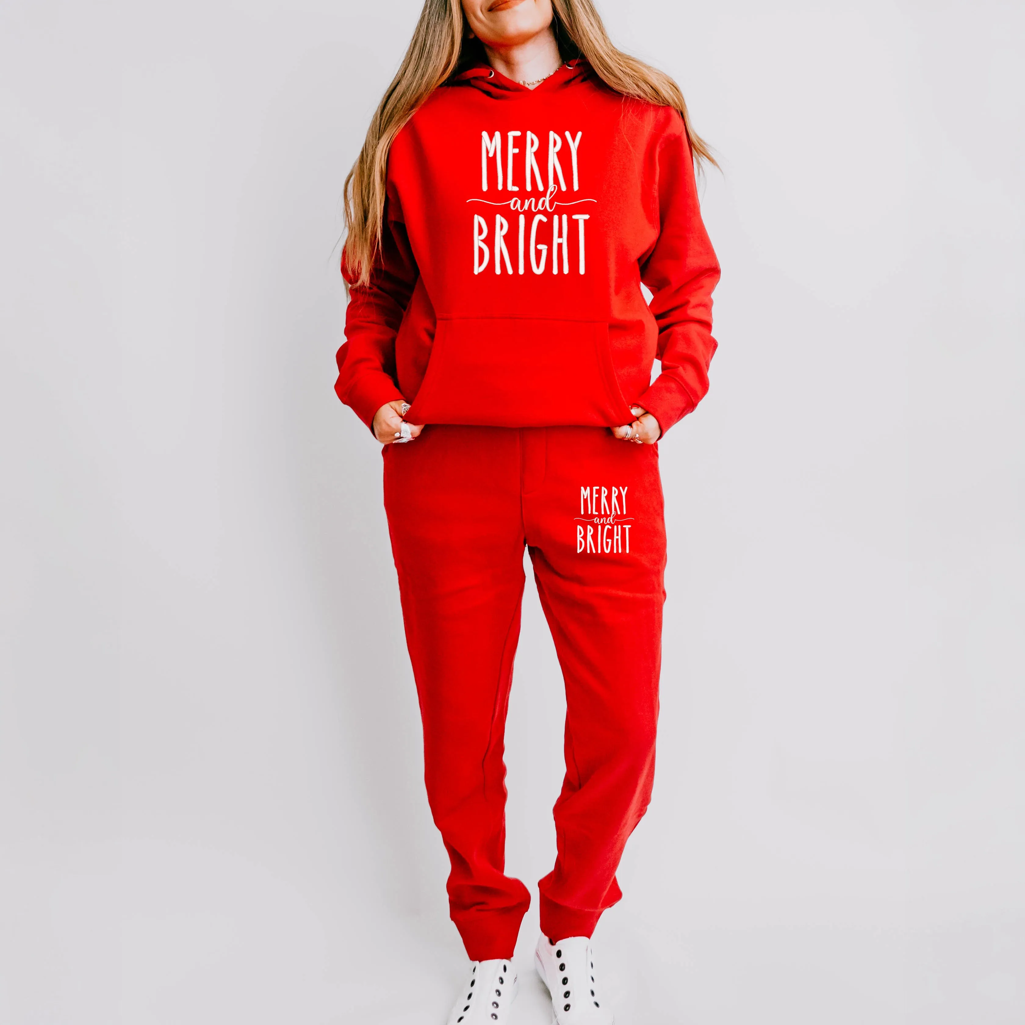 Embroidered Merry and Bright | Hoodie Set