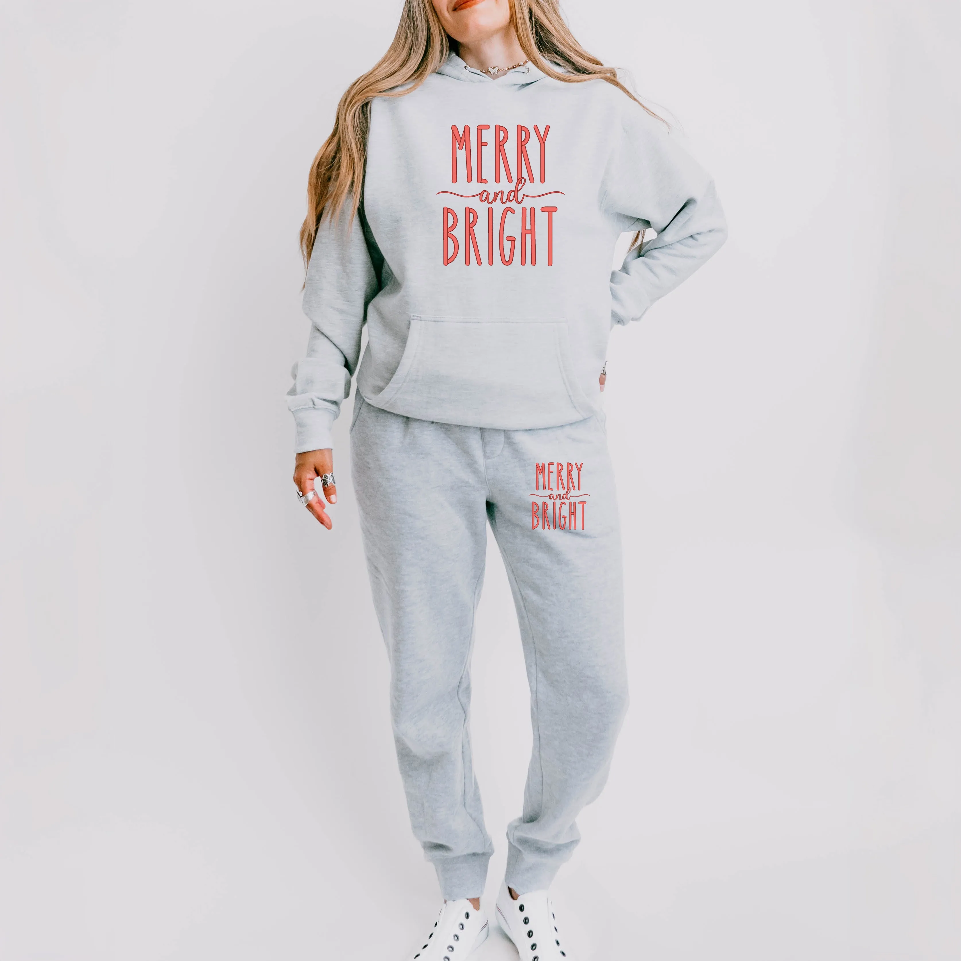 Embroidered Merry and Bright | Hoodie Set