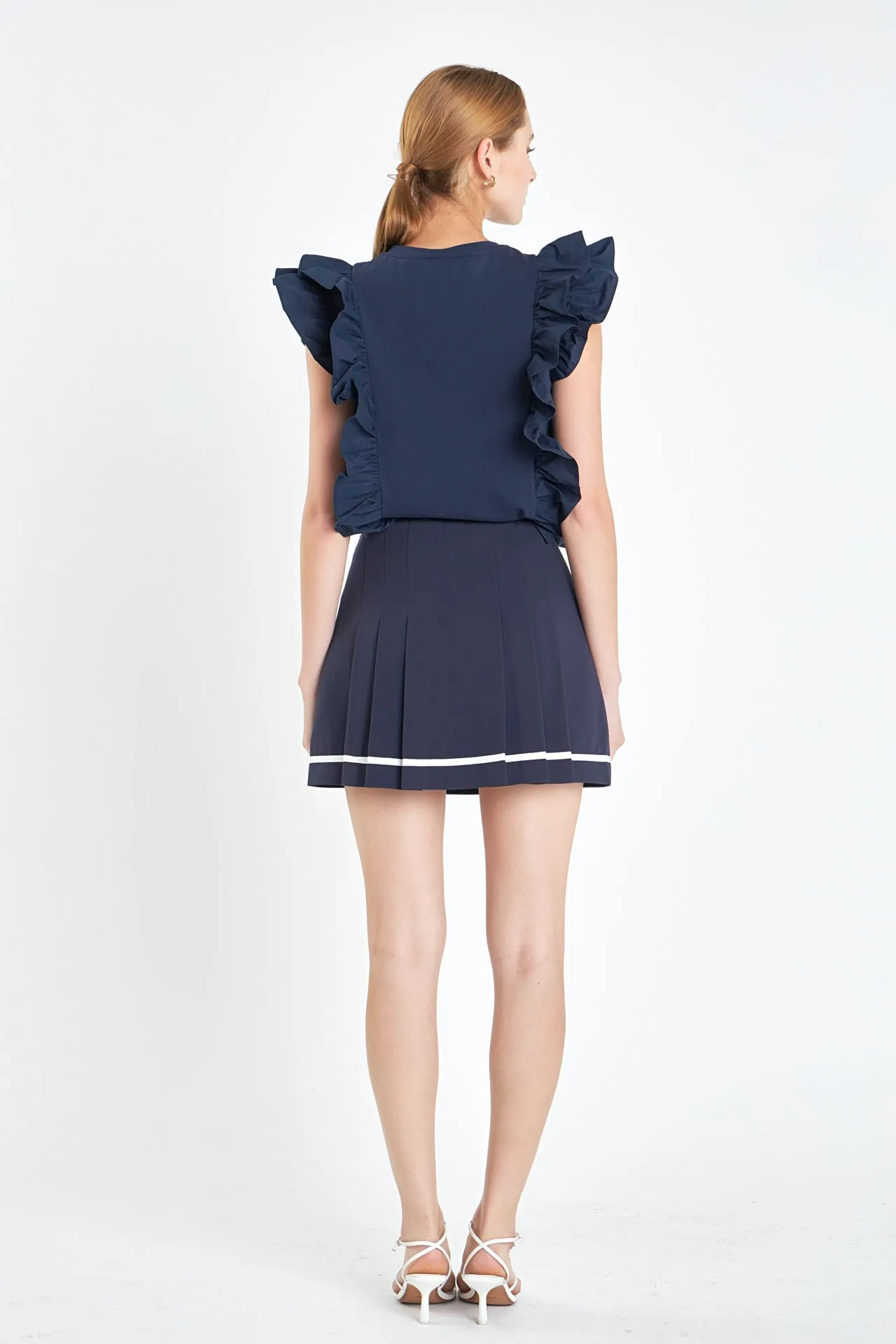 English Factory - Pleated Contrast Mid Rise Skorts