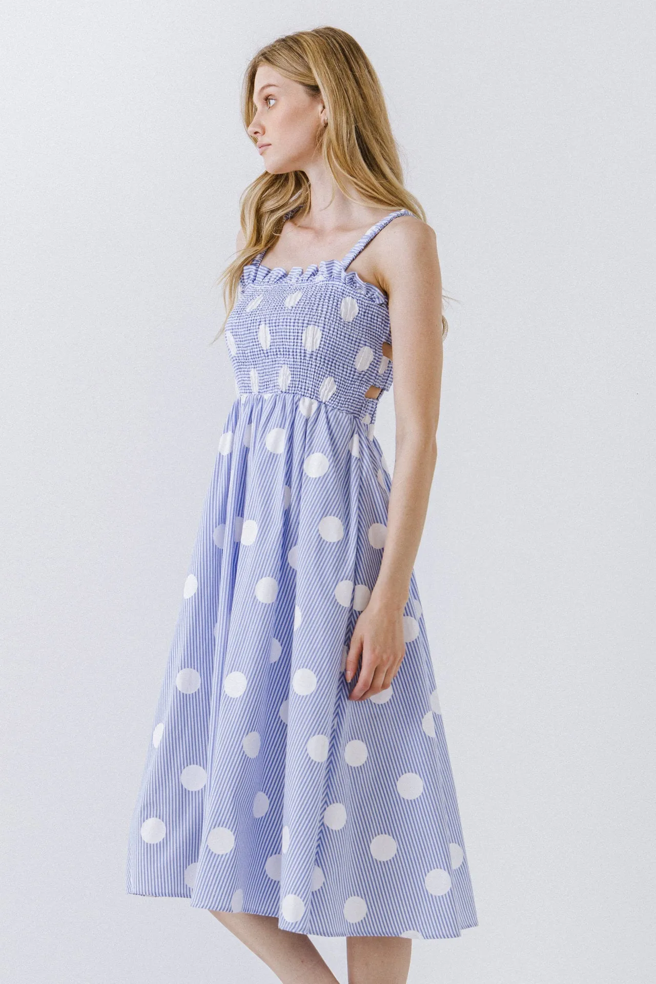 English Factory - Polka Dot Smocked Flare Dress