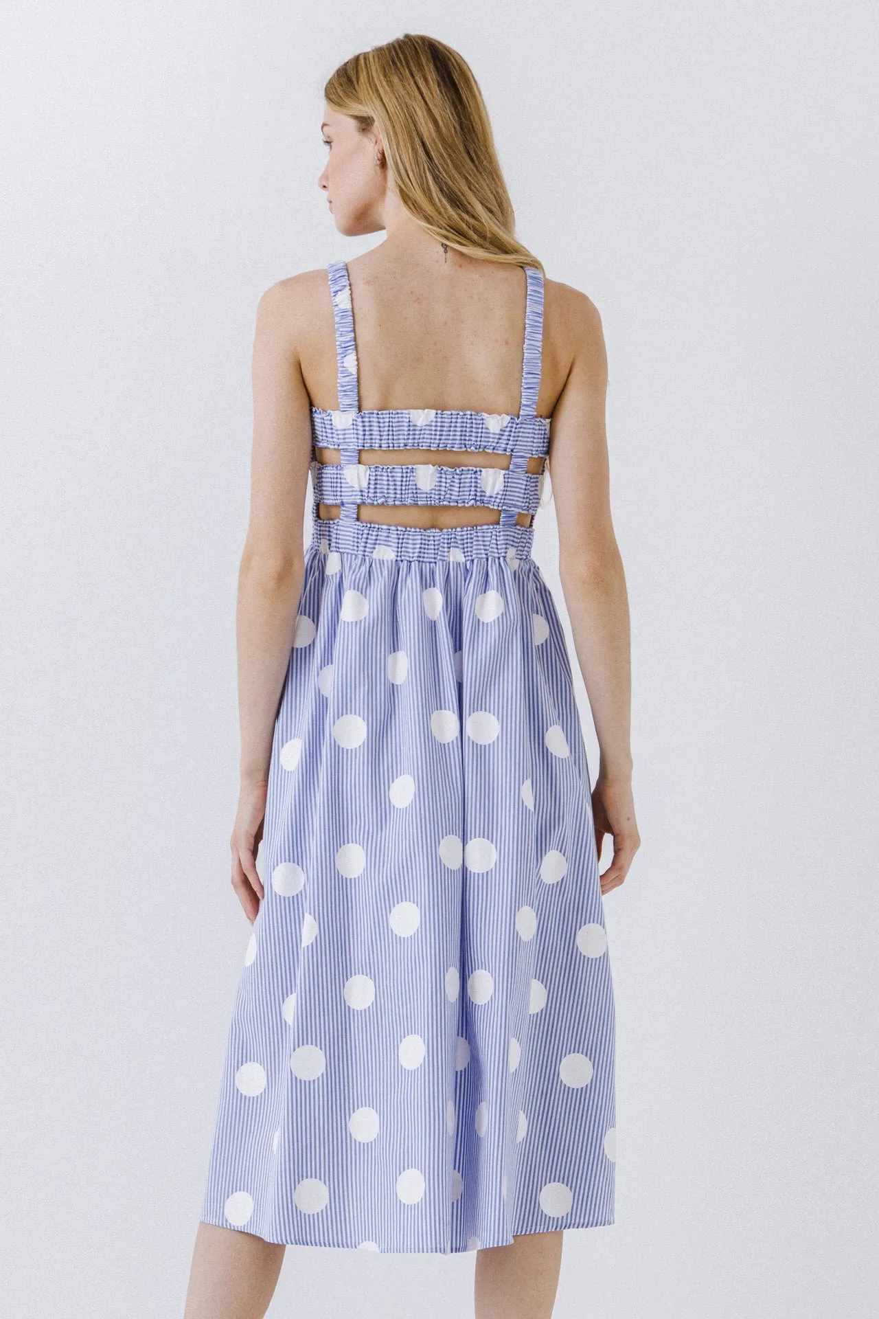 English Factory - Polka Dot Smocked Flare Dress