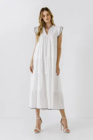 English Factory - V-Neck Tiered Midi Dress