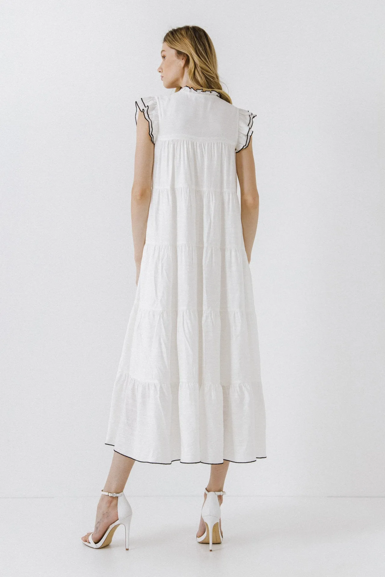 English Factory - V-Neck Tiered Midi Dress