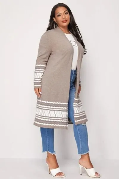 Fashion Sweaters Chevron Long Sleeve Cardigan