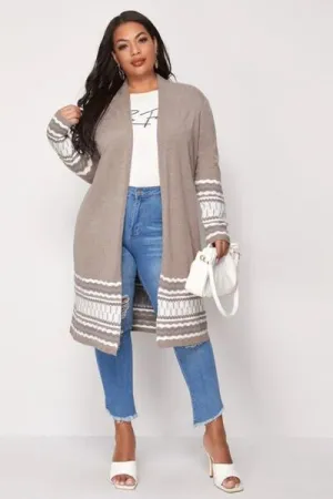 Fashion Sweaters Chevron Long Sleeve Cardigan