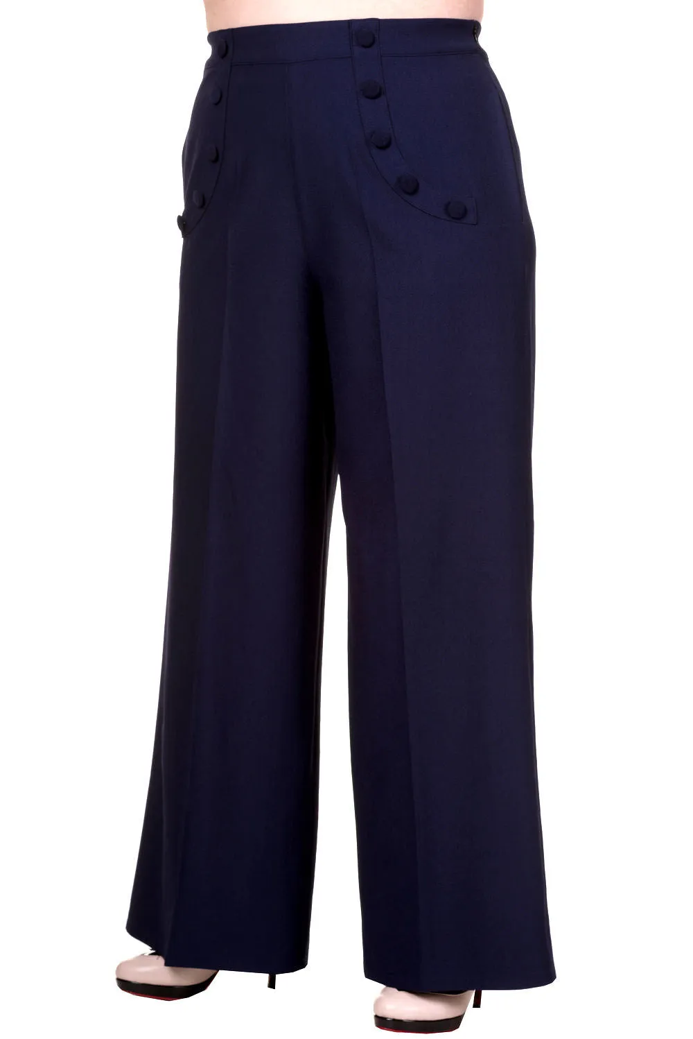 Full Moon Trousers in Navy Blue by Banned