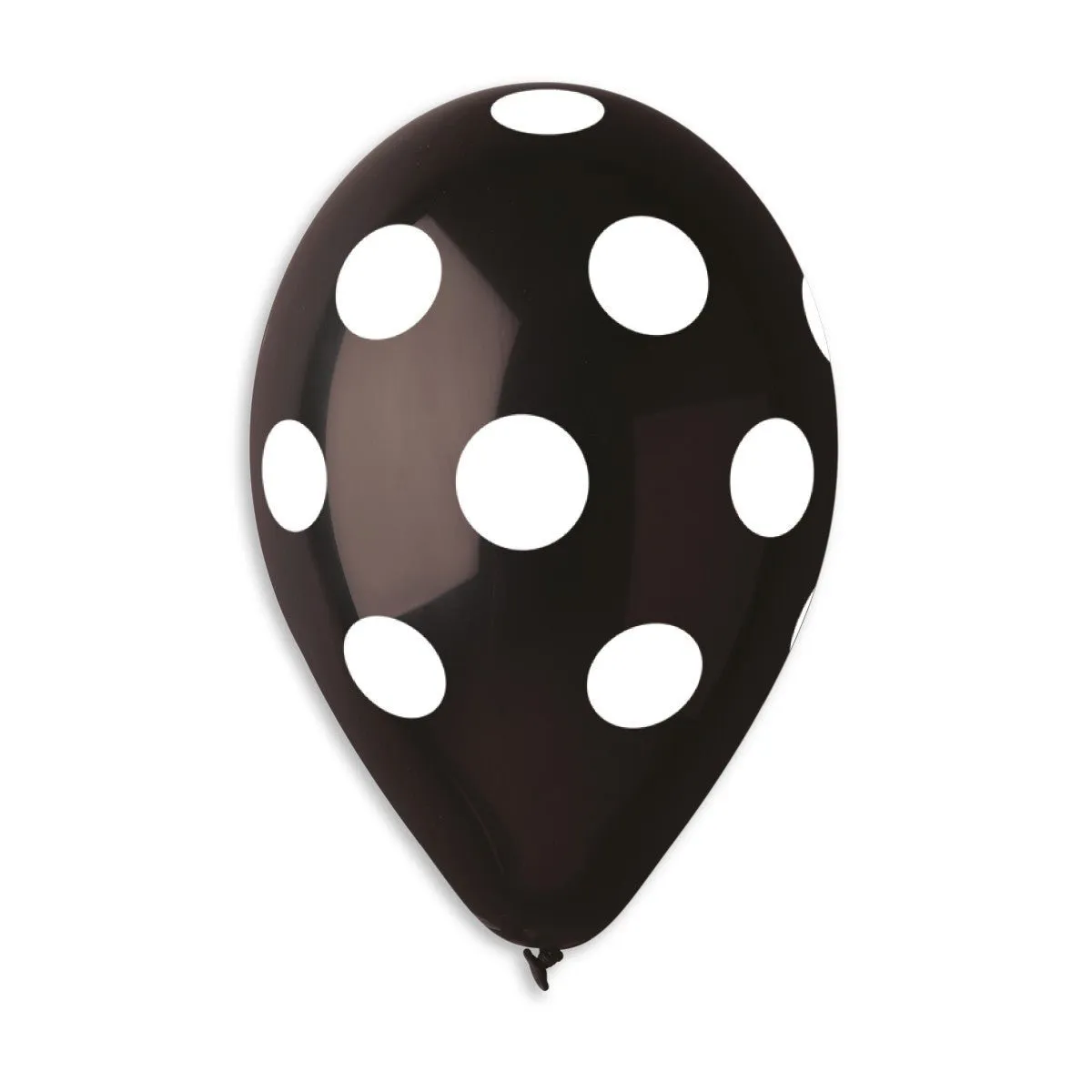 Gemar Latex Balloon #014 Black Polka Dots White Printed 12inch 50 Count Solid Color