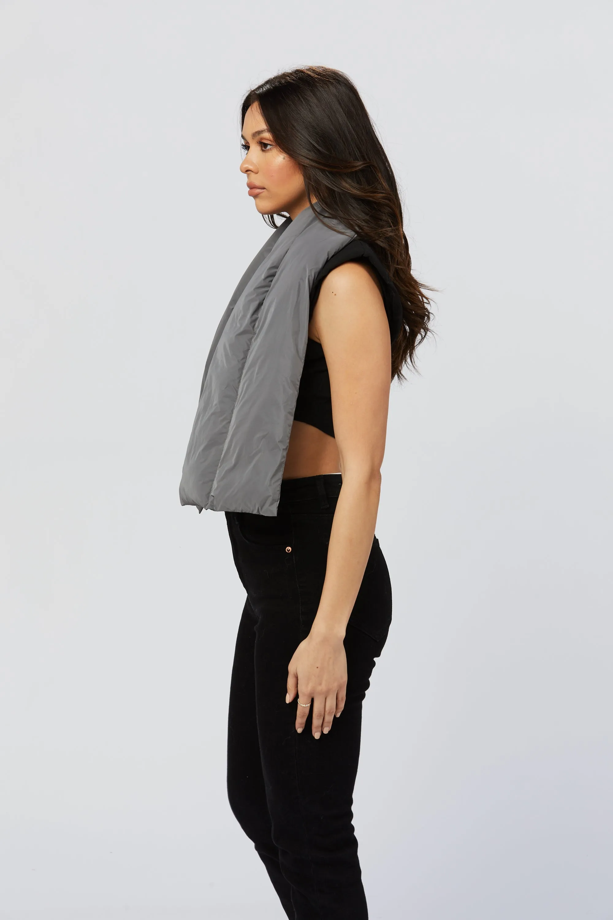 Grey Puffer Scarf