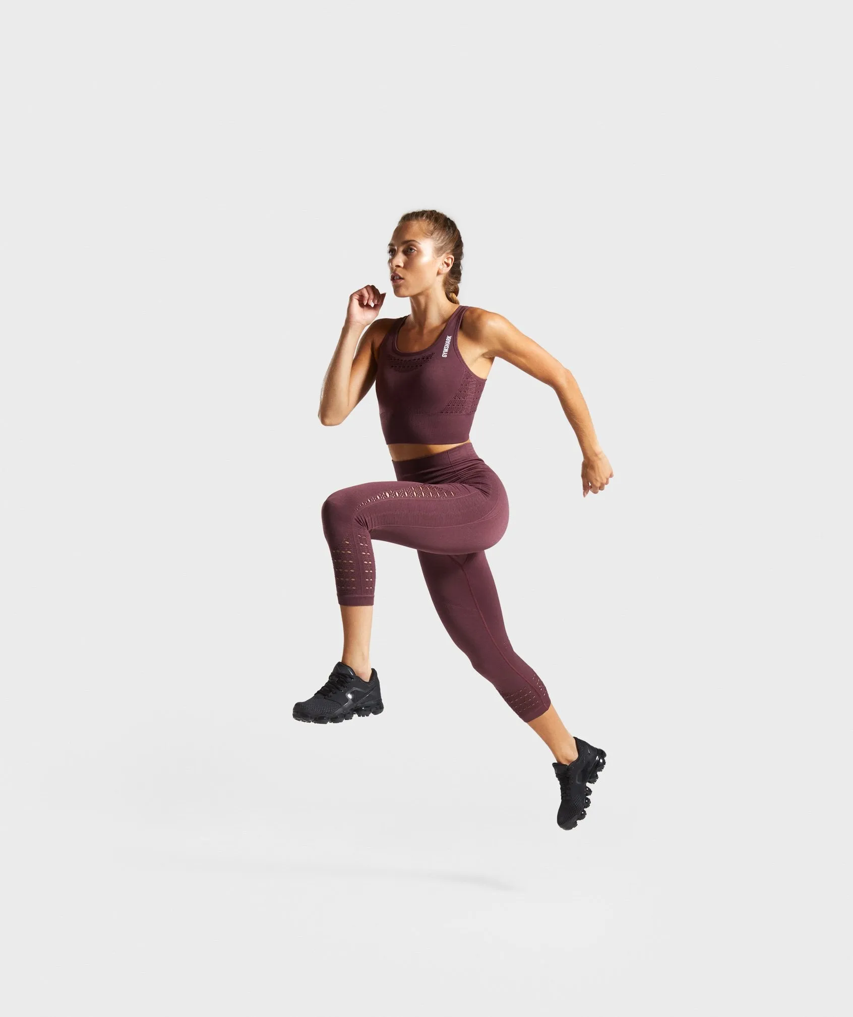 Gymshark Energy  Seamless Cropped Leggings - Berry Red