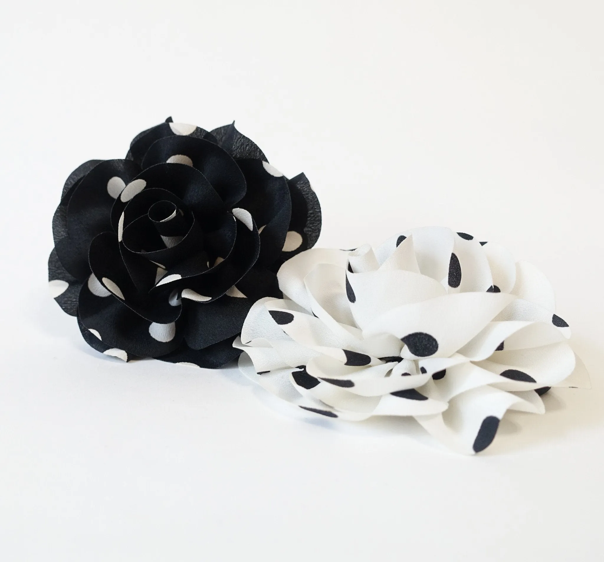 Handmade Polka Dot Print Flower Hair Elastics Ponytail Holder