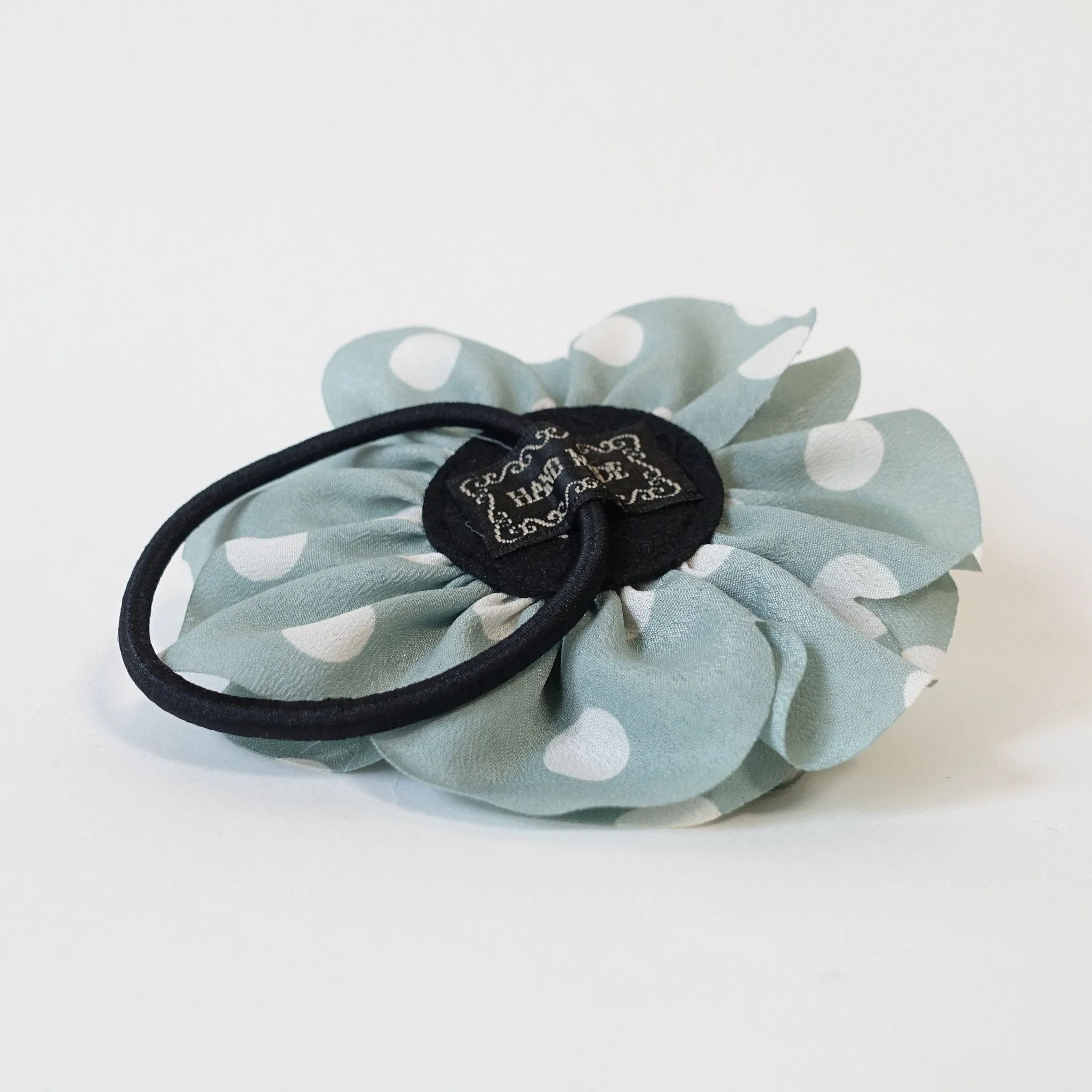 Handmade Polka Dot Print Flower Hair Elastics Ponytail Holder